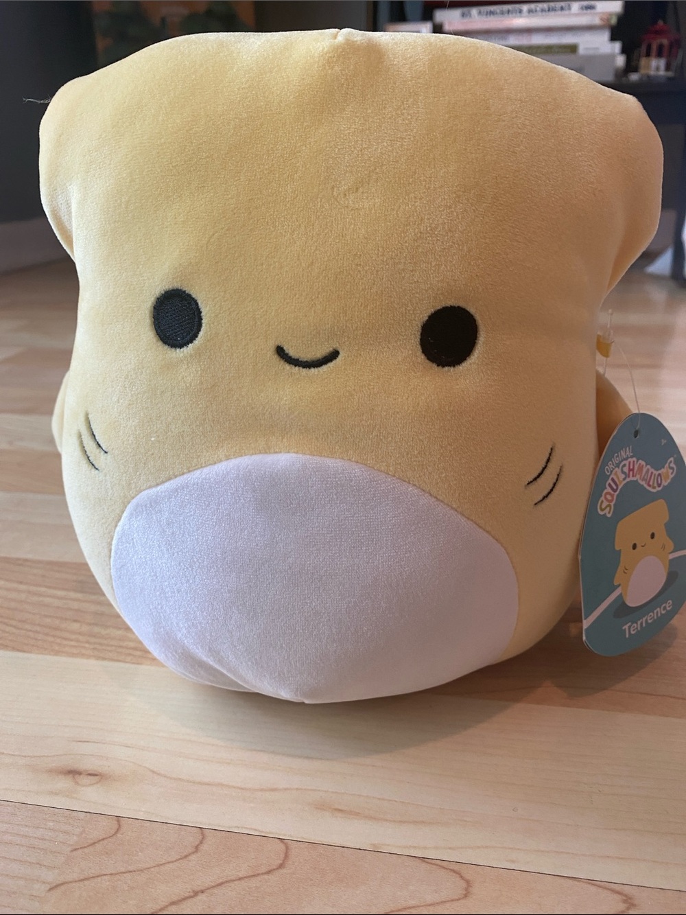 Squishmallows 9” Yellow Terrence Shark Plush with White Belly